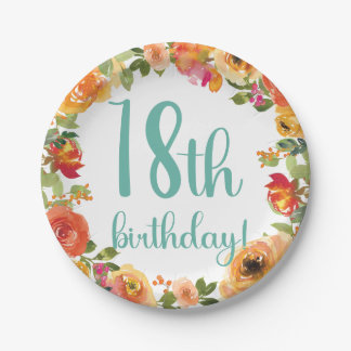 Bloemen 18e Verjaardag Papier Bord