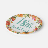 Bloemen 18e Verjaardag Papier Bord (Gekanteld)