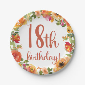 Bloemen 18e Verjaardag Papier Bord