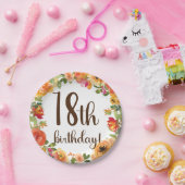 Bloemen 18e Verjaardag Papier Bord (Feest)