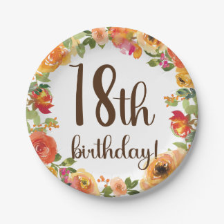 Bloemen 18e Verjaardag Papier Bord