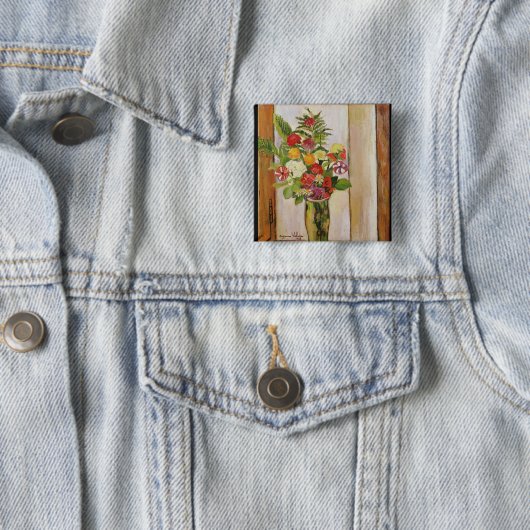 Bloemen 1929 vierkante button 5,1 cm (In situ)