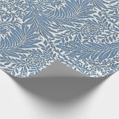Bloemen 19e Eeuw Patroon Blauw op Witte Achtergron Cadeaupapier (Hoek)