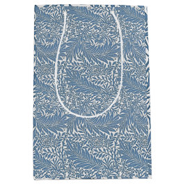 Bloemen 19e Eeuw Patroon Blauw op Witte Achtergron Medium Cadeauzakje