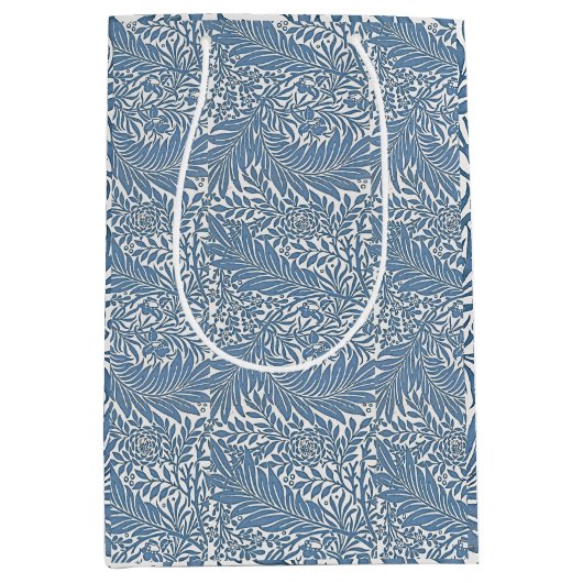 Bloemen 19e Eeuw Patroon Blauw op Witte Achtergron Medium Cadeauzakje (Voorkant)