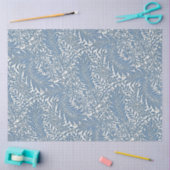 Bloemen 19e Eeuw Patroon Blauw op Witte Achtergron Tissuepapier (Craft)