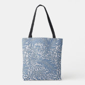 Bloemen 19e Eeuw Patroon Blauw op Witte Achtergron Tote Bag (Achterkant)