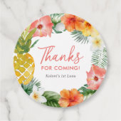 Bloemen 1e Luau Verjaardag Bedankjes Labels (Voorkant)