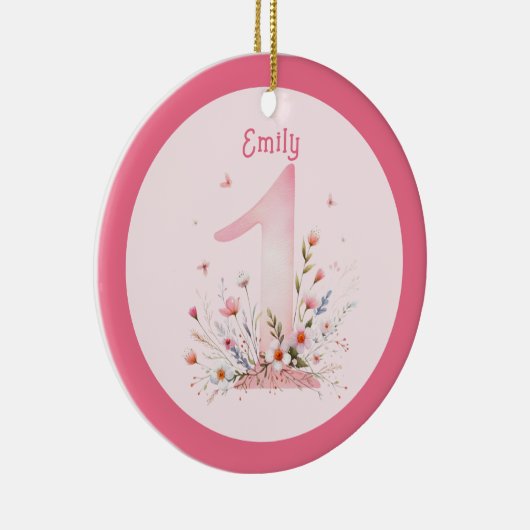 Bloemen 1e verjaardag Custom One Fairy Prinses Keramisch Ornament (Rechts)