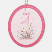 Bloemen 1e verjaardag Custom One Fairy Prinses Keramisch Ornament (Links)