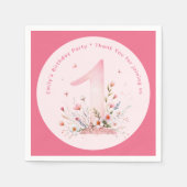 Bloemen 1e verjaardag Custom One Fairy Prinses Servet (Voorkant)