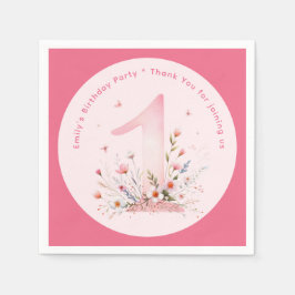 Bloemen 1e verjaardag Custom One Fairy Prinses Servet