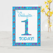  Bloemen 1e Verjaardag Kaart Godfather Blauw (Gele Bloem)