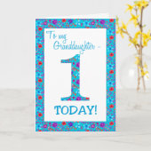 Bloemen 1e Verjaardag Kleindochter Blauw Kaart (Gele Bloem)