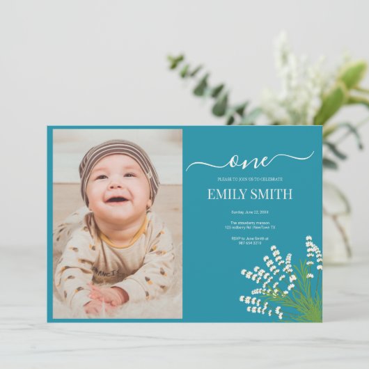 Bloemen 1e verjaardagskaart (Staand voorkant)