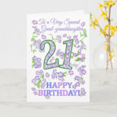  Bloemen 21e Verjaardag achterkleindochter Kaart (Gele Bloem)