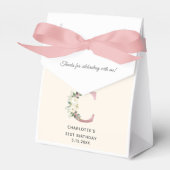 Bloemen 21e Verjaardag Monogram Naam Roos Goud Bedankdoosjes (Voorkant Zijde)