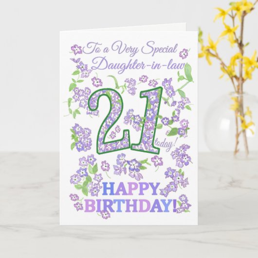 Bloemen 21e Verjaardag schoondochter Kaart (Gele Bloem)