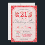 Bloemen 21e verjaardag uitnodiging rood voor vrouw<br><div class="desc">Bloemen 21e verjaardag uitnodiging. Rode Bloemen Patten. Vrouwen,  dame,  meisje verjaardag. 13e 15e 16e 18e 20e 21e 30e 40e 50e 60e 70e 80e 90e 100e,  Alle leeftijden. Voor verdere aanpassing klikt u op de knop "Aanpassen" en gebruikt u onze ontwerptool om deze sjabloon te wijzigen.</div>