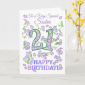  Bloemen 21e Verjaardag Zeer Speciale Zuster Kaart (Gele Bloem)