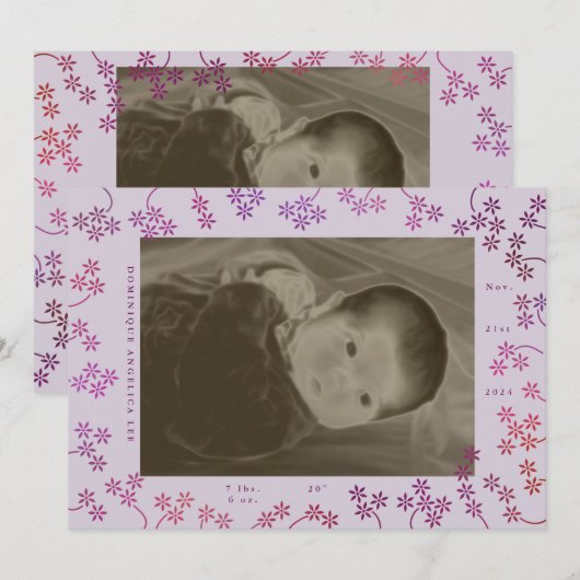 Bloemen 2 Foto Aankondiging Geboorte (Voorkant / Achterkant)