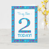  Bloemen 2e Verjaardag voor Niece Blue Kaart (Gele Bloem)