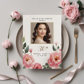 Bloemen 30e verjaardag uitnodiging met foto