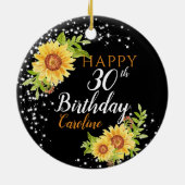 Bloemen 30e verjaardag Zonnebloem Keramisch Ornament (Achterkant)