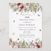 Bloemen 30e verjaardagsfeestje kaart (Voorkant / Achterkant)