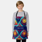 Bloemen 3D en heuvels regenboog patroon Schort (Gedragen)