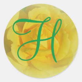 Bloemen 3D Monogram Geel Roos Vierkante Sticker