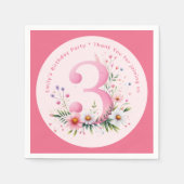 Bloemen 3e verjaardag aangepaste drie fee prinses servet (Voorkant)