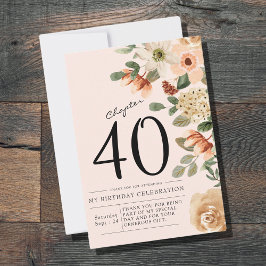 Bloemen 40e verjaardag bedankkaart