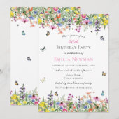 Bloemen 40e verjaardagsfeestje kaart (Voorkant / Achterkant)