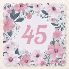 Bloemen 45e Verjaardagsfeestje Pastel Roze Bloemen Kartonnen Onderzetters
