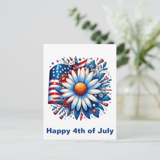 Bloemen 4 juli briefkaart (Staand voorkant)