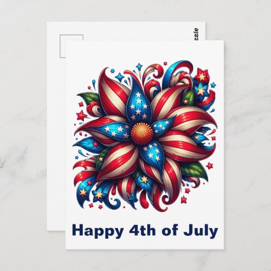 Bloemen 4 juli briefkaart (Voorkant / Achterkant)