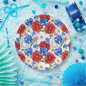 Bloemen 4 juli papieren bordje (Feest)