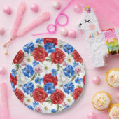 Bloemen 4 juli papieren bordje (Feest)