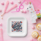 Bloemen 4 juli papieren bordje (Feest)