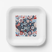 Bloemen 4 juli papieren bordje (Voorkant)