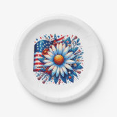 Bloemen 4 juli papieren bordje (Voorkant)