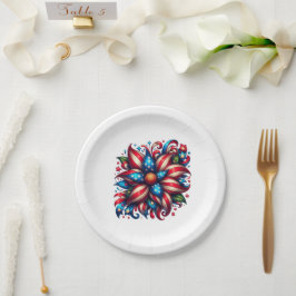 Bloemen 4 juli papieren bordje