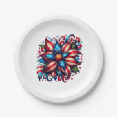 Bloemen 4 juli papieren bordje (Voorkant)