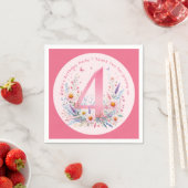 Bloemen 4e verjaardag aangepaste vier fee prinses servet (Insitu)
