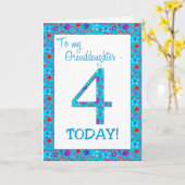 Bloemen 4e Verjaardag Kaart Kleindochter Blauw (Gele Bloem)