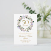 Bloemen 50e bruiloft Jubileum Save the Date Aankondigingskaart (Staand voorkant)