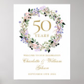 Bloemen 50e bruiloft Jubileum Welkomstbord Poster (Voorkant)