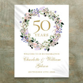 Bloemen 50e bruiloft Jubileum Welkomstbord Poster