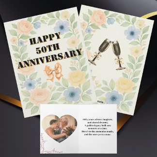  Bloemen 50e Jubileum Gevouwen Kaart